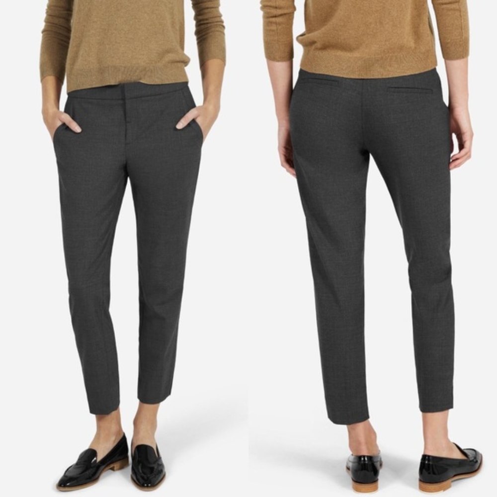 New Everlane The Slim Wool Pant tapered cigarette ankle crop wool trouser pant